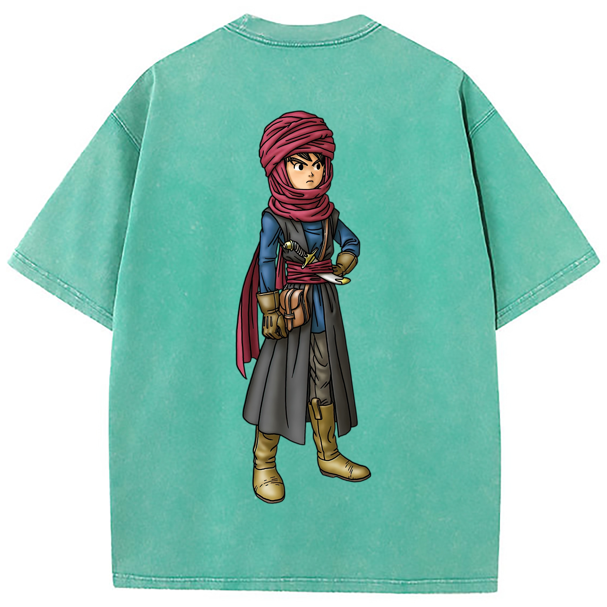 （画像用） ドラゴンクエスト Doragon Kuesuto Dragon Quest 綿100% ヴィンテージ風 半袖Tシャツ（背面プリント）